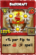 Wizard101 Fire spell card: Backdraft, Spell ID 7214
