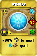 Wizard101 Ice spell card: Icespear, Spell ID 7224