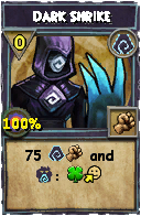 Wizard101 Shadow spell card: Dark Shrike, Spell ID 7225