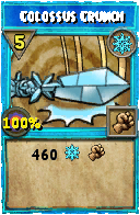 Wizard101 Ice spell card: Colossus Crunch, Spell ID 7233