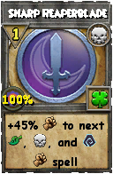 Wizard101 Death spell card: Sharp Reaperblade, Spell ID 7249