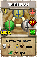 Wizard101 Balance spell card: Spirit Blade, Spell ID 7257