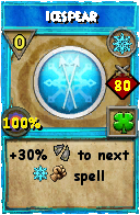 Wizard101 Ice spell card: Icespear, Spell ID 7265