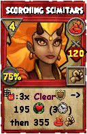 Wizard101 Fire spell card: Scorching Scimitars, Spell ID 7268