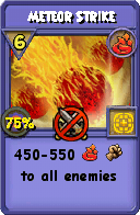 Wizard101 Fire spell card: Meteor Strike, Spell ID 7309
