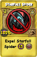 Wizard101 Myth spell card: Starfall Spider, Spell ID 7339