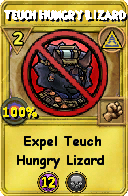 Wizard101 Myth spell card: Teuch Hungry Lizard, Spell ID 7340
