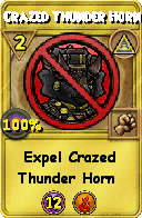 Wizard101 Myth spell card: Crazed Thunder Horn, Spell ID 7345