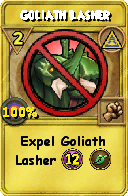 Wizard101 Myth spell card: Goliath Lasher, Spell ID 7361