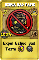 Wizard101 Myth spell card: Ezhua Bad Taste, Spell ID 7364