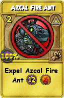Wizard101 Myth spell card: Azcal Fire Ant, Spell ID 7368