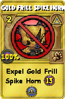 Wizard101 Myth spell card: Gold Frill Spike Horn, Spell ID 7369