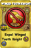 Wizard101 Myth spell card: Winged Tooth Knight, Spell ID 7372