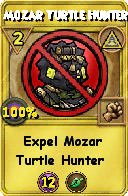 Wizard101 Myth spell card: Mozar Turtle Hunter, Spell ID 7374