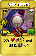Wizard101 Death spell card: Dark Tribute, Spell ID 7392