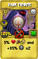 Wizard101 Death spell card: Dark Tribute, Spell ID 7394