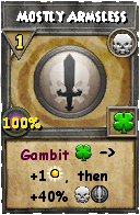 Wizard101 Death spell card: Mostly Armsless, Spell ID 7410
