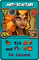 Wizard101 Fire spell card: Anti-Scimitars, Spell ID 7424