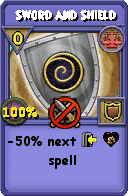 Wizard101 Balance spell card: Sword and Shield, Spell ID 7476