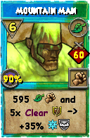 Wizard101 Life spell card: Mountain Man, Spell ID 7491