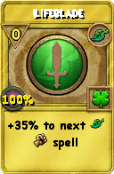 Wizard101 Life spell card: Lifeblade, Spell ID 7495