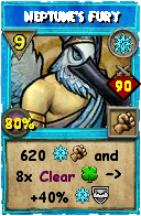 Wizard101 Ice spell card: Neptune's Fury, Spell ID 7530