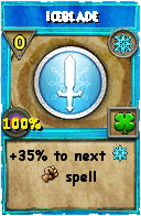 Wizard101 Ice spell card: Iceblade, Spell ID 7551