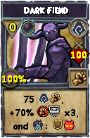 Wizard101 Shadow spell card: Dark Fiend, Spell ID 7557