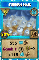 Wizard101 Ice spell card: Furious Hail, Spell ID 7569