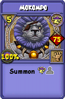 Wizard101 Storm spell card: Mokompo, Spell ID 7578
