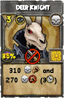 Wizard101 Death spell card: Deer Knight, Spell ID 7584