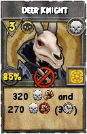 Wizard101 Death spell card: Deer Knight, Spell ID 7594