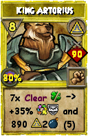 Wizard101 Myth spell card: King Artorius, Spell ID 7599