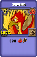 Wizard101 Fire spell card: Sunbird, Spell ID 7623