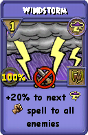 Wizard101 Storm spell card: Windstorm, Spell ID 7641