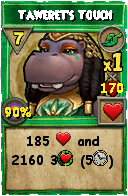 Wizard101 Life spell card: Taweret's Touch, Spell ID 7643