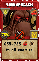 Wizard101 Fire spell card: Lord of Blazes, Spell ID 7658