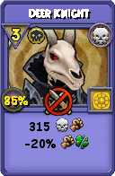 Wizard101 Death spell card: Deer Knight, Spell ID 7660