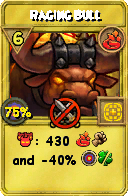 Wizard101 Fire spell card: Raging Bull, Spell ID 7663