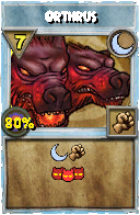 Wizard101 Moon spell card: Orthrus, Spell ID 7674