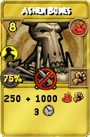Wizard101 Fire spell card: Ashen Bones, Spell ID 7688