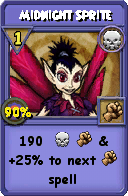 Wizard101 Death spell card: Midnight Sprite, Spell ID 7691