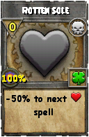 Wizard101 Death spell card: Rotten Sole, Spell ID 7695