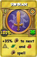 Wizard101 Sun spell card: Sun Blade, Spell ID 7727