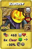 Wizard101 Death spell card: Scarecrow, Spell ID 7736