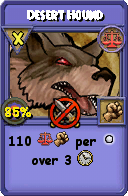 Wizard101 Balance spell card: Desert Hound, Spell ID 7755