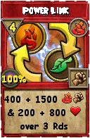 Wizard101 Fire spell card: Power Link, Spell ID 7775