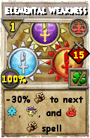 Wizard101 Balance spell card: Elemental Weakness, Spell ID 7788