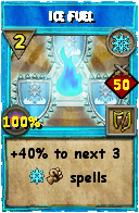 Wizard101 Ice spell card: Ice Fuel, Spell ID 7791