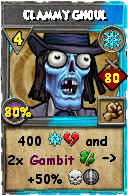 Wizard101 Ice spell card: Clammy Ghoul, Spell ID 7808